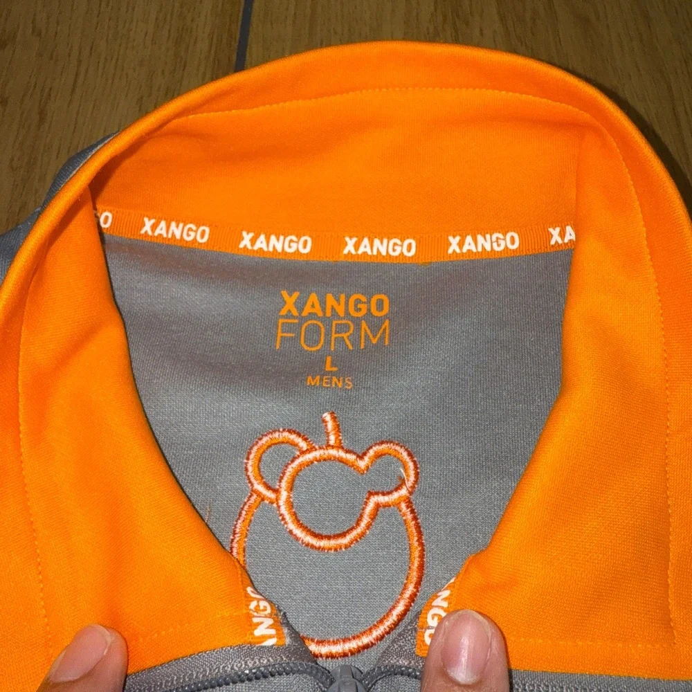 Xango Form Mens Gray Orange Track Jacket Zip Up Athletic Size‎ L